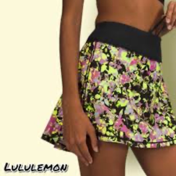 Lululemon Pace Rival Mid-Rise Skirt Inflected Highlight Yellow Multi / Black 4 - Picture 1 of 11